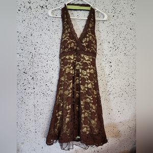 City Triangles brown/green lace dress, size Large